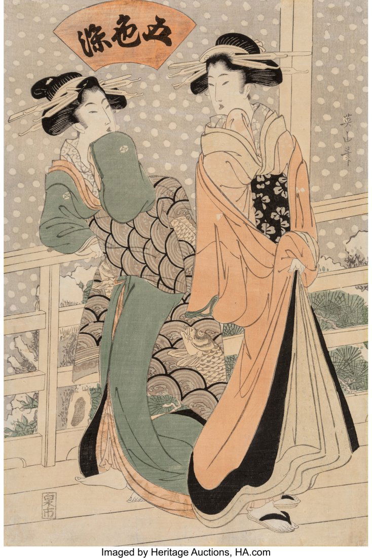 Kikukawa Eizan (Japanese, 1787-1867) Two Bijin i (1 of 2)