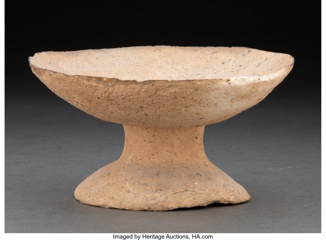 A Japanese Hagi Ware Pedestal Vessel 3 x 5-3/8 i (1 of 3)