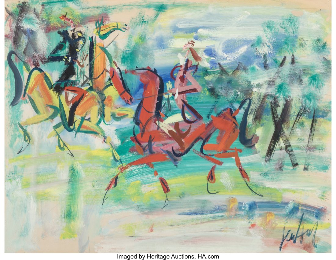 Gen Paul (American, 1895-1975) Cavaliers Waterco: Gen Paul (American, 1895-1975) Cavaliers Watercolor and gouache on paper 19-3/4 x 25-5/8 inches (50.2 x 65.1 cm) (sheet) Signed lower right&co