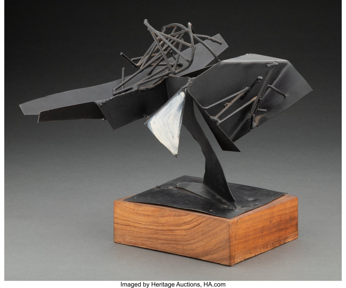 Abbott Pattison (American, 1916-1999) Abstract S: Abbott Pattison (American, 1916-1999) Abstract Sculpture, Steel 8-3/4 x 12 x 10 inches (22.2 x 30.5 x 25.4 cm) (work) Inscribed on ba
