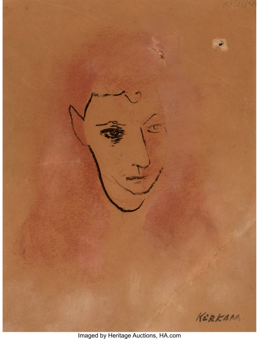 Earl Cavis Kerkam (American, 1890-1965) Untitled: Earl Cavis Kerkam (American, 1890-1965) Untitled Pastel on and ink on paper laid on board 13-1/2 x 10-1/4 inches (34.3 x 26.0 cm) (sheet) Sign