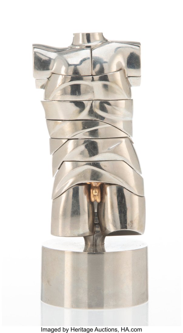 Miguel Berrocal (Sapnish, 1933-2006) Mini David,: Miguel Berrocal (Sapnish, 1933-2006) Mini David, 1968-1969 Partial-gilt metal 5-1/2 inches (14.0 cm) high Ed. 2908/10000 Inscribed on proper right