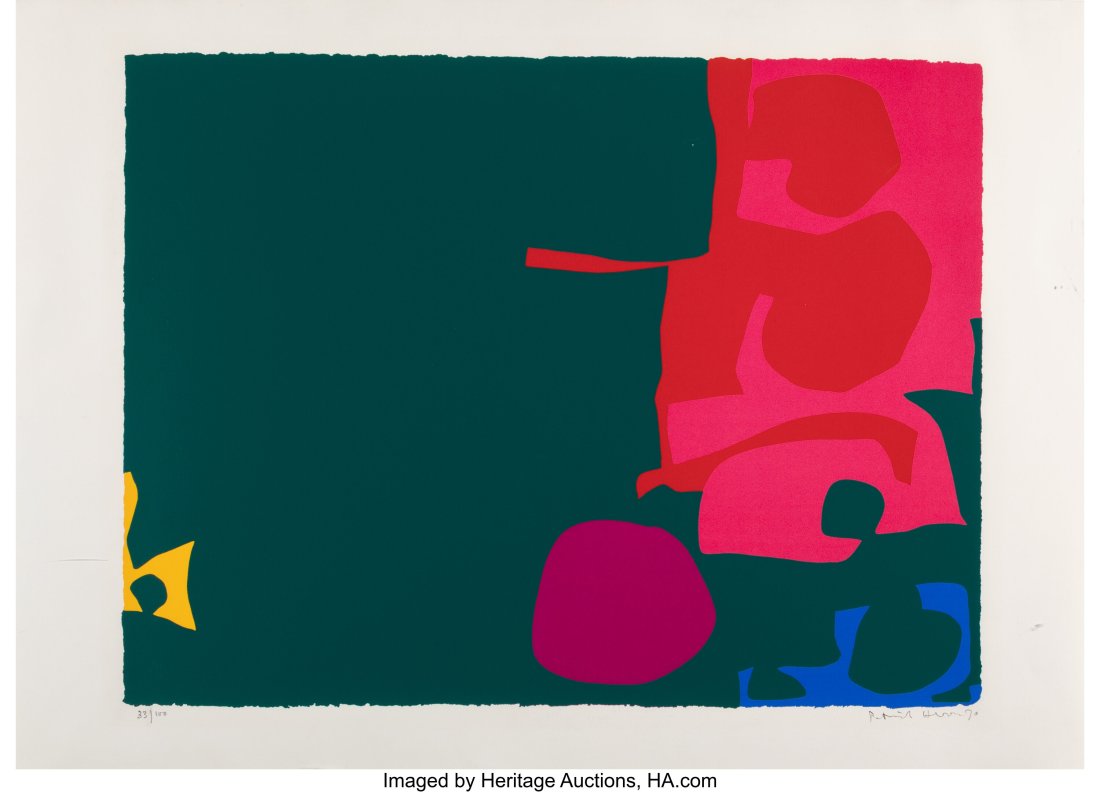 Patrick Heron (1920-1999) Interlocking Scarlet a: Patrick Heron (1920-1999) Interlocking Scarlet and Pink in Deep Green, 1970 Screenprint in colors on wove paper 28 x 38-1/2 inches (71.1 x 97.8 cm) (sh