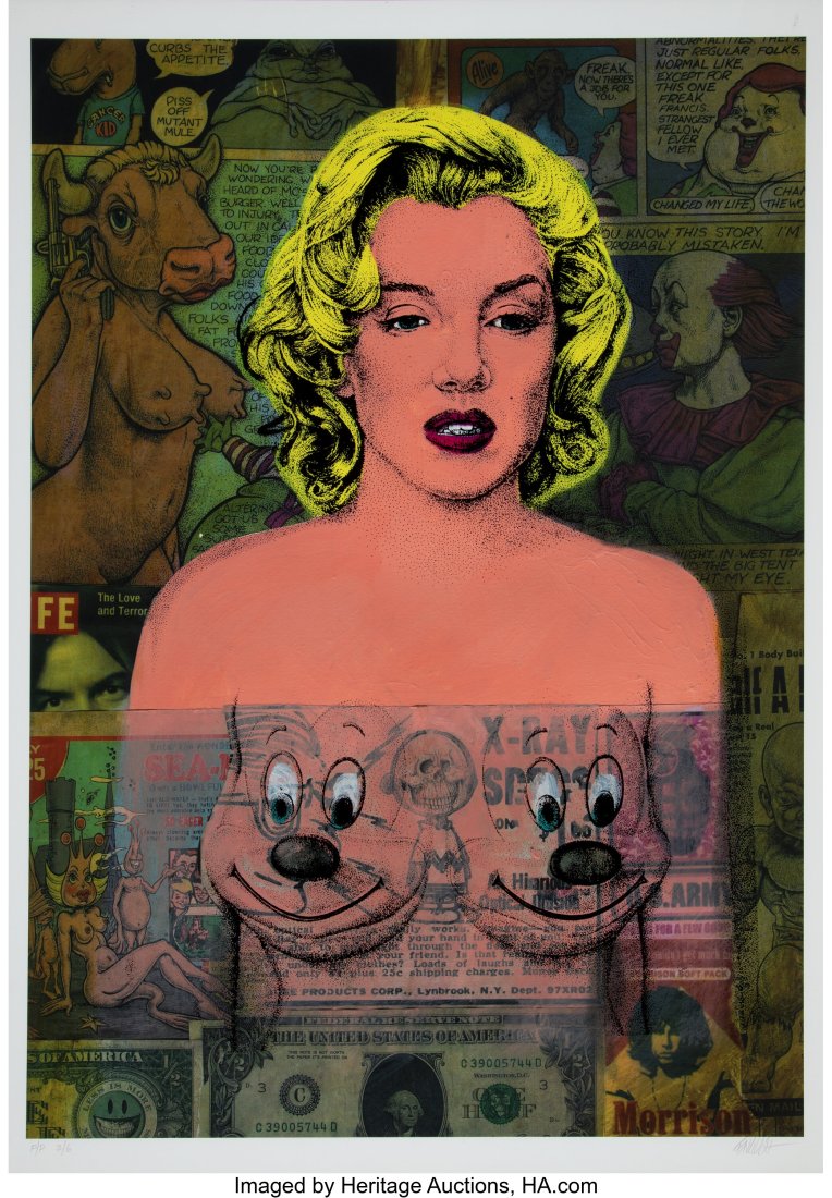 Ron English (b. 1959) Marilyn Monroe, 2011 Scree: Ron English (b. 1959) Marilyn Monroe, 2011 Screenprint over archival pigment print in colors on Archival Hot Press Bright paper 30-1/2 x 21-3/8 inches (77.5 