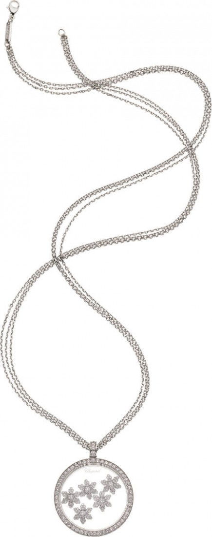 Diamond, White Gold Pendant-Necklace, Chopard: Diamond, White Gold Pendant-Necklace, Chopard The necklace from the Happy Snowflakes Co