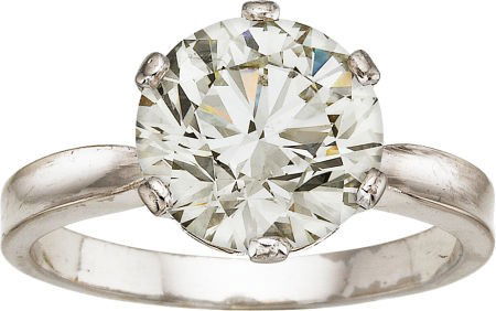 Diamond, White Gold Ring: Diamond, White Gold Ring The ring features a round brilliant-cut diamond measuring 10.03 x