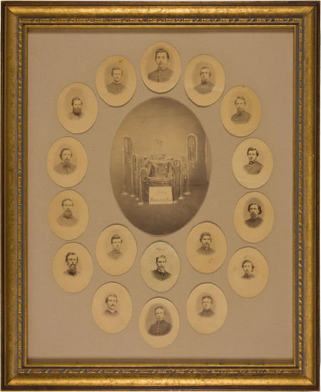Great Composite Albumen Photograph of the "Iron : Great Composite Albumen Photograph of the "Iron Brigade" Band from the Personal Effects of Nathan Jaco