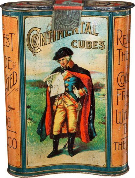 Continental Cubes Pocket Tobacco Tin.: Continental Cubes Pocket Tobacco Tin. This beautiful lithographed tin container was manuf