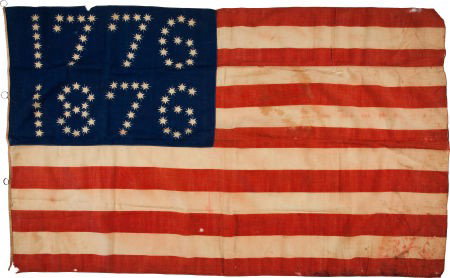 1876 U.S. Centennial: A Scarce Large Linen Flag.: 1876 U.S. Centennial: A Scarce Large Linen Flag. This design is highly prized by both gen