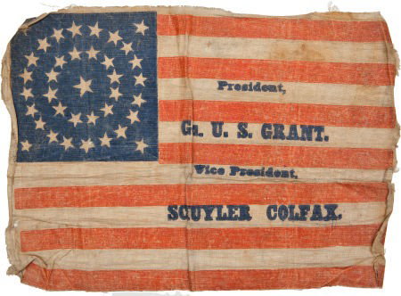 Grant & Colfax: Neat Campaign Flag.: Grant & Colfax: Neat Campaign Flag. This 12" x 9" cotton flag was produced in support of