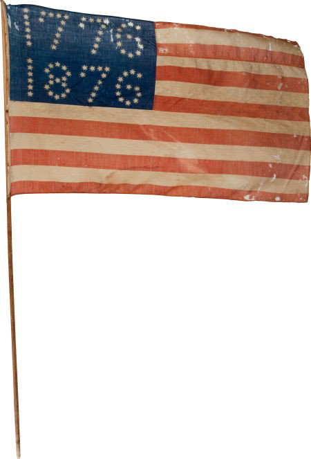 1876 Centennial: Large Flag on Original Stick.: 1876 Centennial: Large Flag on Original Stick. The United States Centennial was celebrate
