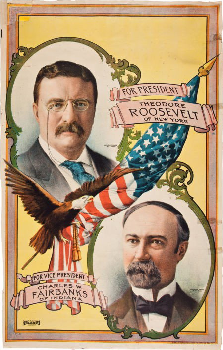 Theodore Roosevelt: Highly Colorful Roosevelt & : Theodore Roosevelt: Highly Colorful Roosevelt & Fairbanks Jugate Poster. This prime example of