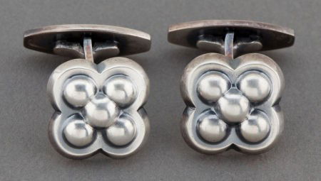 A PAIR OF HANS HANSEN SILVER CUFFLINKS Hansen,: A PAIR OF HANS HANSEN SILVER CUFFLINKS Hansen, Hans, Copenhagen, Denmark , circa 1950