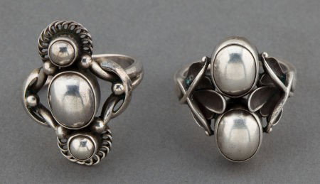 TWO GEORG JENSEN SILVER RINGS Georg Jensen, Inc: TWO GEORG JENSEN SILVER RINGS Georg Jensen, Inc., Copenhagen, Denmark, circa 1950 <