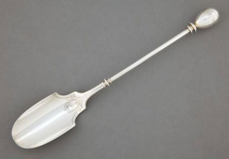 A GEORGE SHARP SILVER CHEESE SCOOP George B. Sh: A GEORGE SHARP SILVER CHEESE SCOOP George B. Sharp, Philadelphia, Pennsylvania, cir