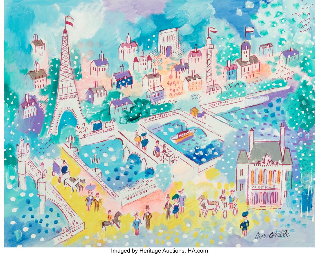 Charles Cobelle (French, 1902-1998) View of Pari: Charles Cobelle (French, 1902-1998) View of Paris with the Eiffel Tower Acrylic on canvas 24 x 29-1/2 inches (61.0 x 74.9 cm) Signed lower right: Char