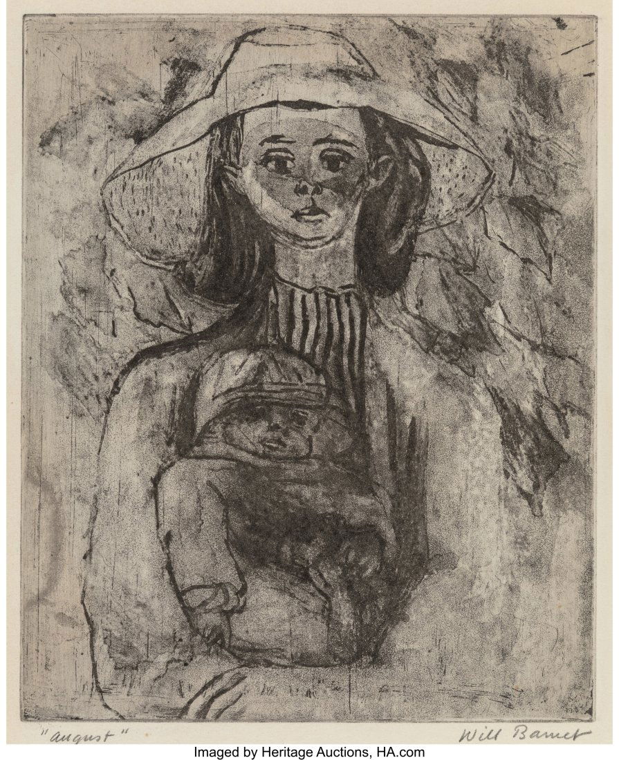 Will Barnet (American, 1911-2012) August, 1940 E: Will Barnet (American, 1911-2012) August, 1940 Etching on paper 9-3/4 x 8 inches (24.8 x 20.3 cm) (image) Signed and titled in pencil along