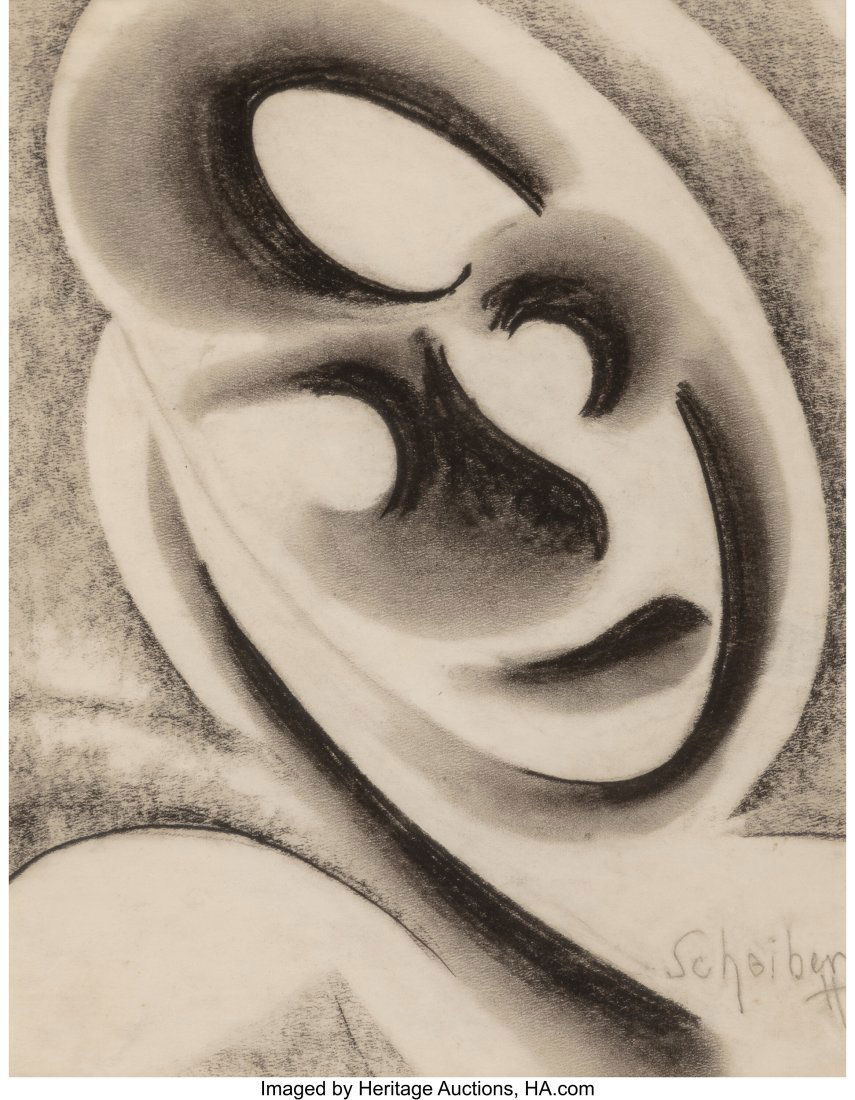 Hugo Scheiber (Hungarian, 1873-1950) Modernist F: Hugo Scheiber (Hungarian, 1873-1950) Modernist Figure, circa 1920 Charcoal on paper 11-1/2 x 8-3/4 inches (29.2 x 22.2 cm) (sight) Signe