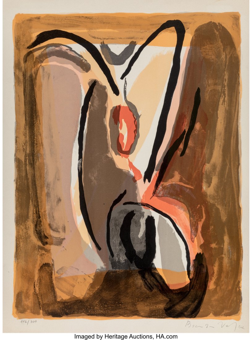 Bram van Velde (Dutch, 1895-1981) Untitled Litho: Bram van Velde (Dutch, 1895-1981) Untitled Lithograph in colors on paper 25-3/4 x 19 inches (65.4 x 48.3 cm) (sheet) Ed. 116/300 Signed