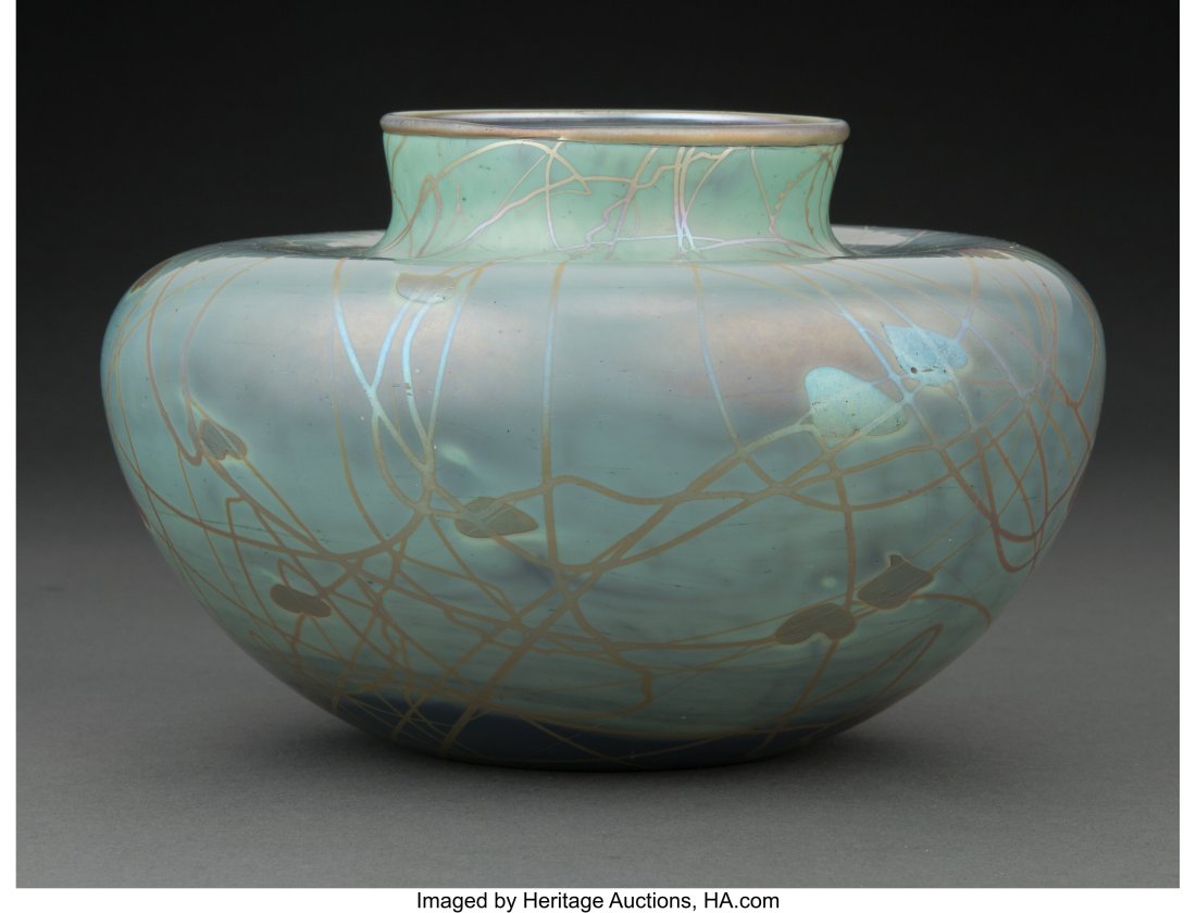 Steuben Decorated Tyrian Glass Vase, circa 1916 (1 of 3)