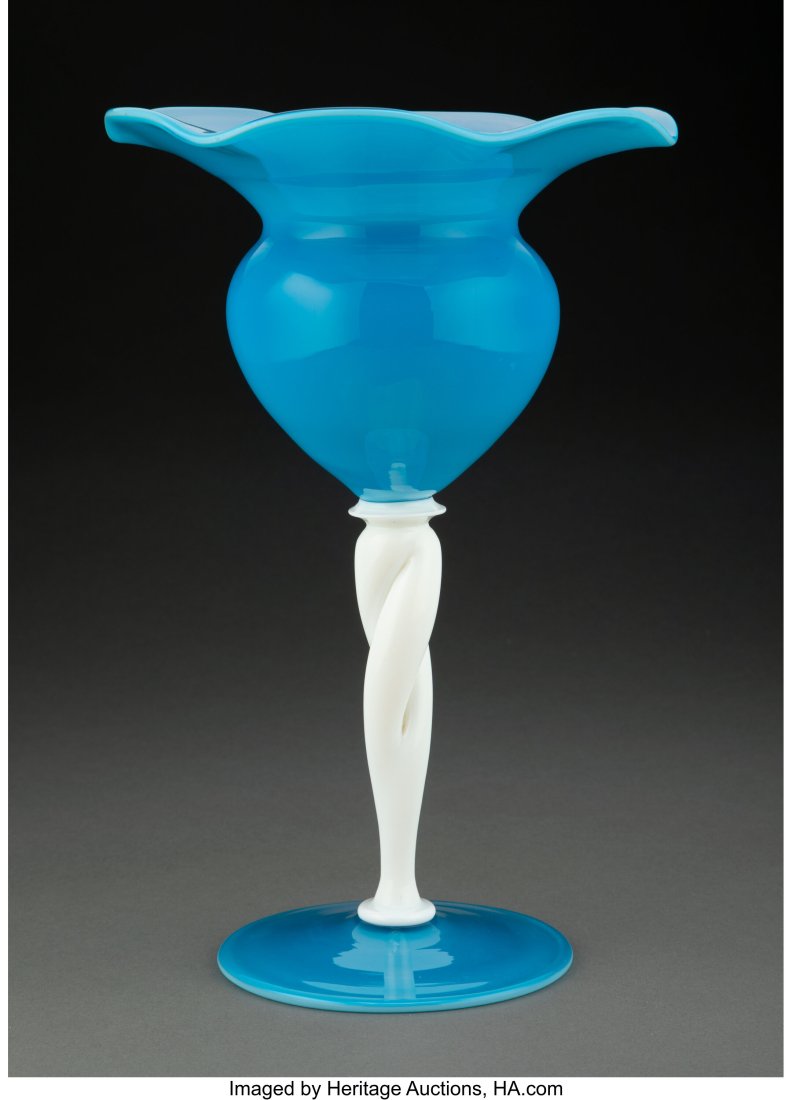 Tall Steuben Light Blue Jade and Flint White Gla (1 of 3)