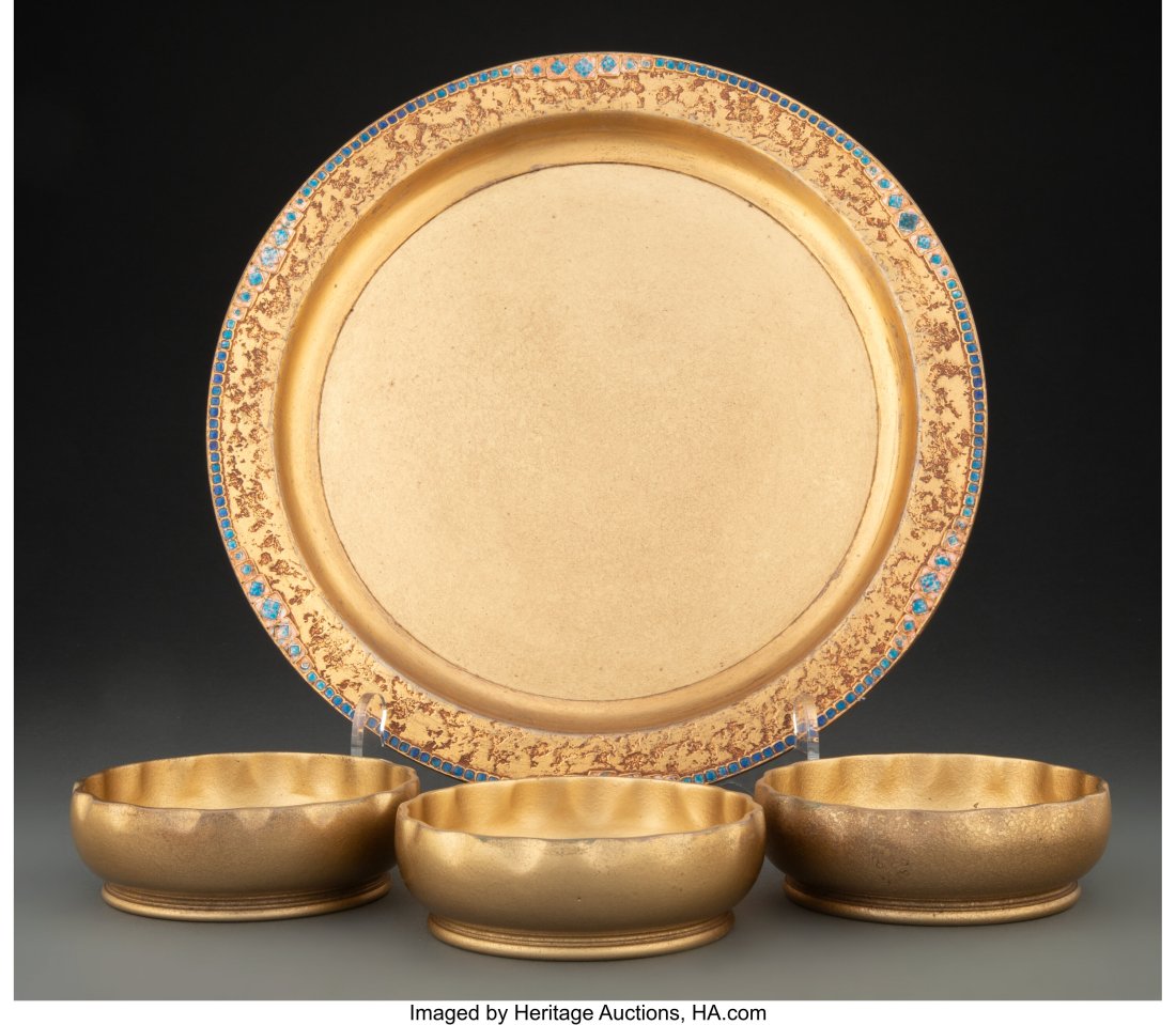 Group of Four Tiffany Gilt Bronze Table Articles (1 of 3)