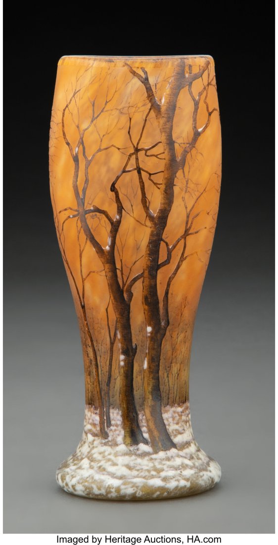 Daum Acid-Etched and Enameled Winter Landscape V (1 of 3)