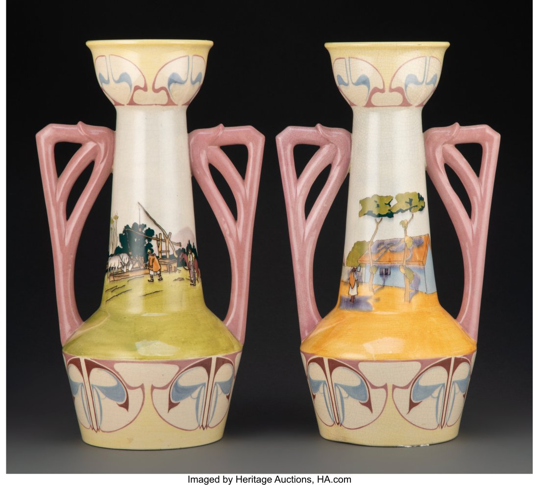 Pair of Emil Fischer Glazed Ceramic Vases, circa (1 of 3)