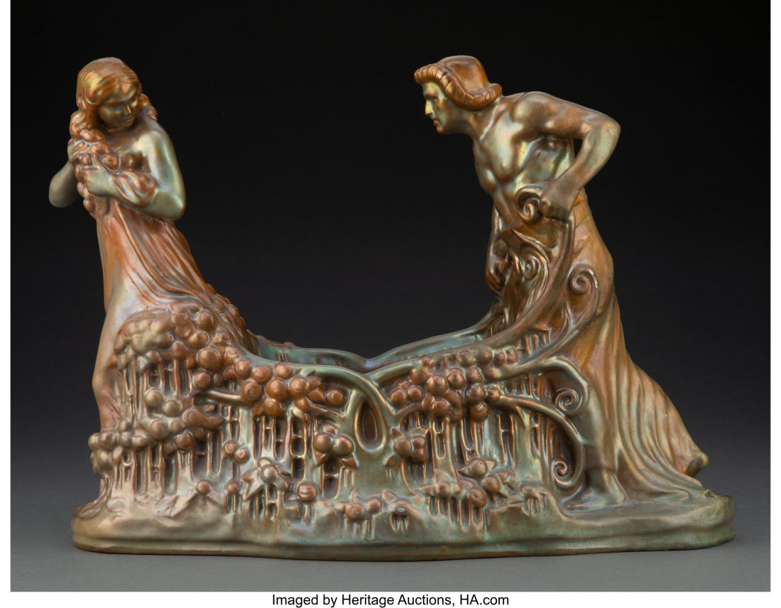Zsolnay Eosin Glazed Earthenware Figural Centerp (1 of 4)