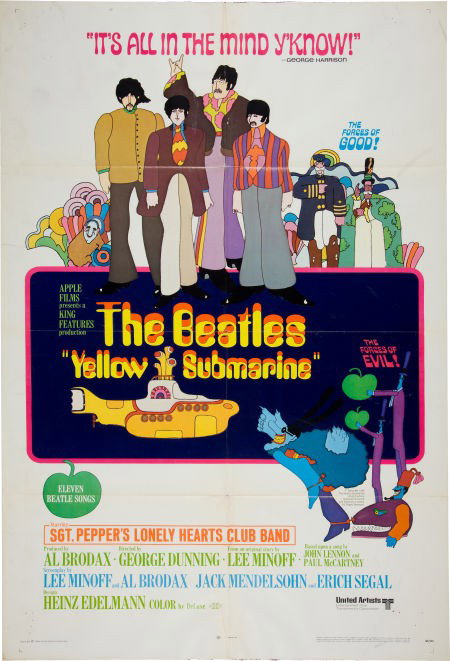 The Beatles Yellow Submarine Movie Poster (1968): The Beatles Yellow Submarine Movie Poster (1968). O