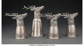 21009: Set of Four Gucci Silver-Plated Stag Stirrup Cup