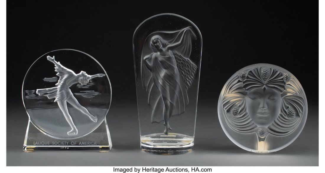 Three Lalique Clear and Frosted Glass Paperweigh (1 of 3)