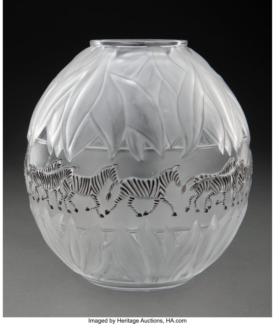Lalique Clear and Frosted Glass Tanzania Vase, p (1 of 3)