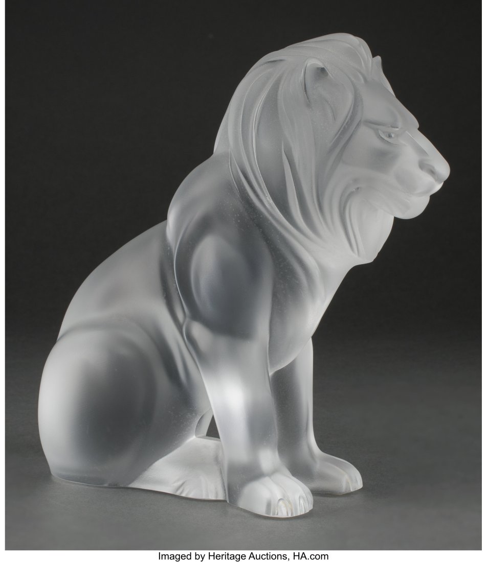 Lalique Clear and Frosted Glass Bamara Lion Figu (1 of 4)