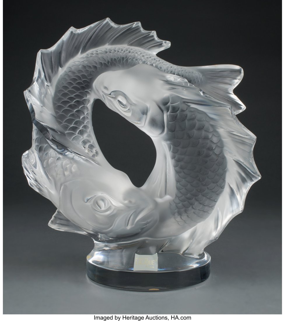 Lalique Clear and Frosted Glass Deux Poissons Sc (1 of 4)