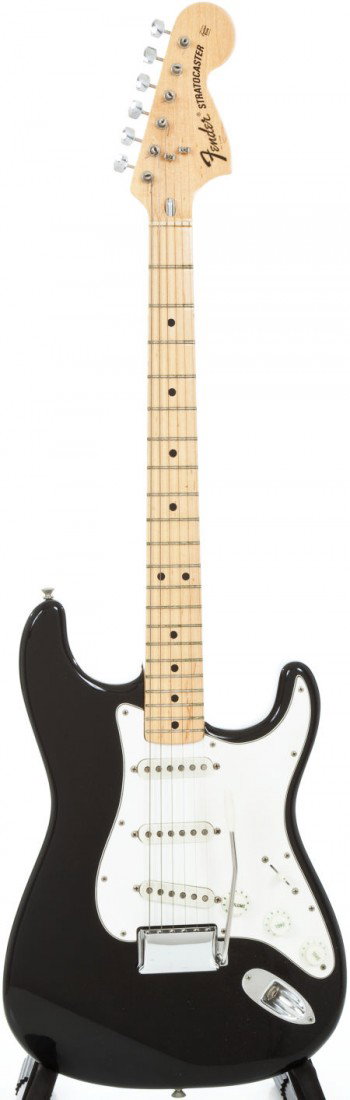 1974 Fender Stratocaster Black Solid Body Electr: 1974 Fender Stratocaster Black Solid Body Electric Guitar, #555343. Original black finish