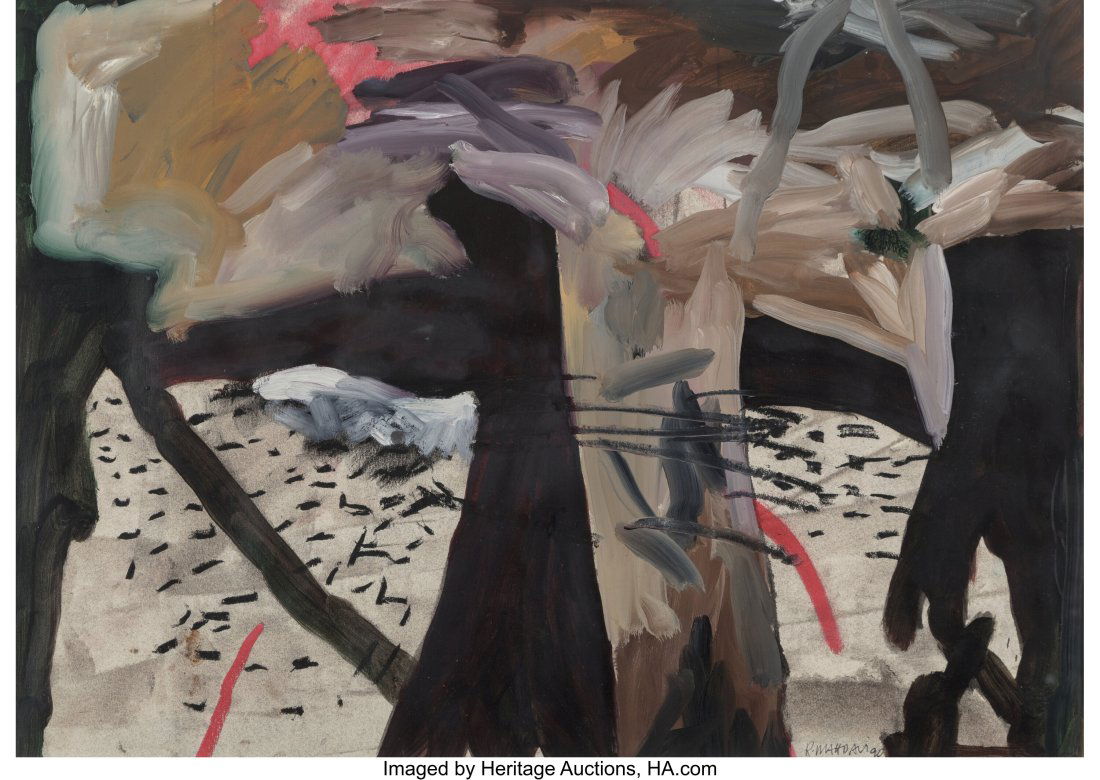 Rafael Mahdavi (b. 1946) Untitled (C-005), 1990: Rafael Mahdavi (b. 1946) Untitled (C-005), 1990 Oil on paper 16-3/4 x 23-1/2 inches (42.5 x 59.7 cm) (sight) Signed lower rig