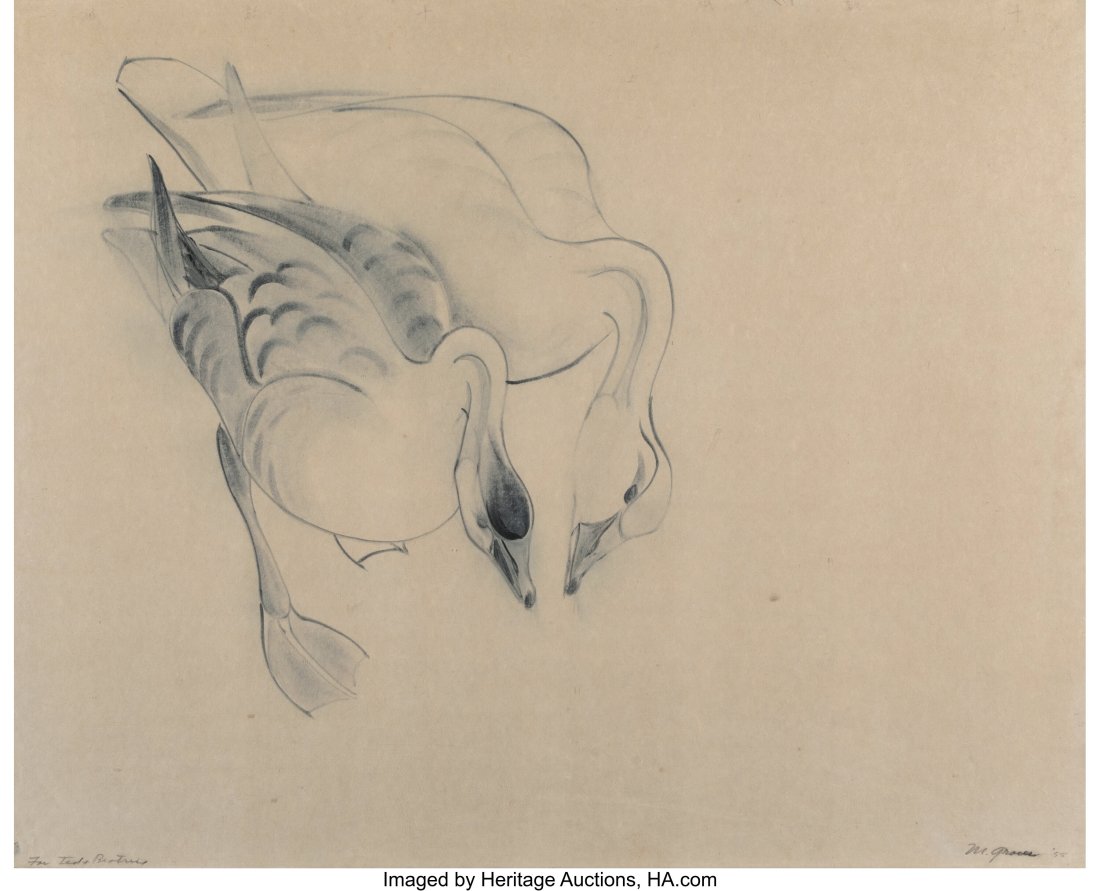 Morris Graves (1910-2001) Geese, 1955 Ink on pap: Morris Graves (1910-2001) Geese, 1955 Ink on paper 27-1/2 x 37 inches (69.9 x 94.0 cm) (sight) Signed and dated lower right: M. Grave