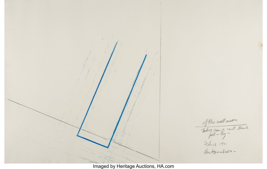 Stephen Antonakos (1926-2013) Off the Wall Neon,: Stephen Antonakos (1926-2013) Off the Wall Neon, 1971 Mixed media on paper 14 x 22 inches (35.6 x 55.9 cm) (sheet) Signed, titled, and dat