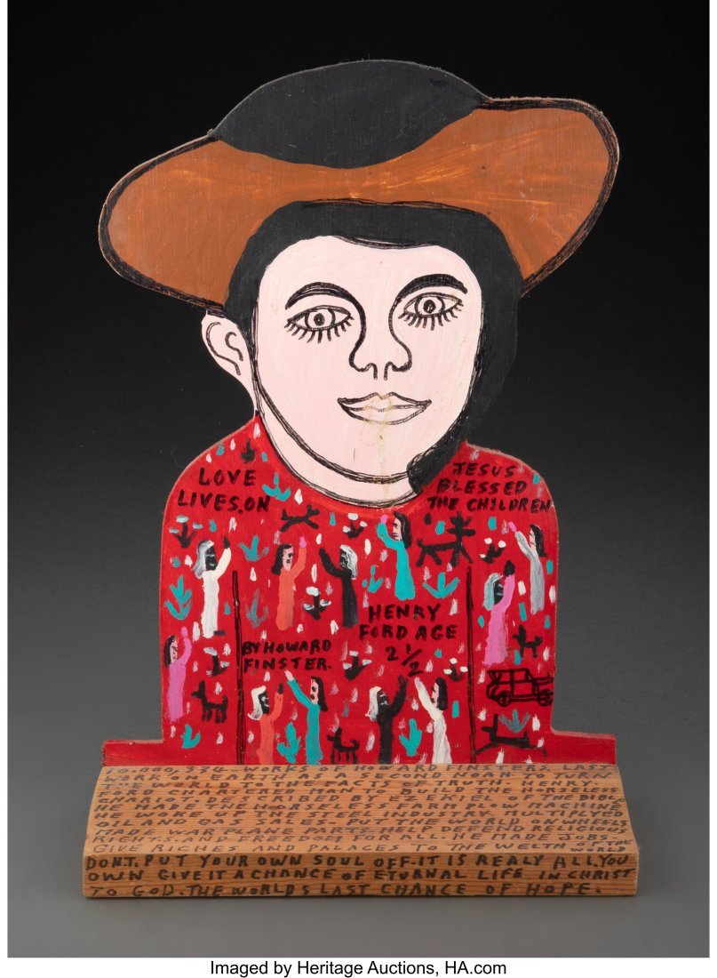 Howard Finster (American, 1916-2001) Henry Ford : Howard Finster (American, 1916-2001) Henry Ford Mixed media on panel 12-3/4 x 9 x 3-3/8 inches (32.4 x 22.9 x 8.6 cm) Signed lower left: By