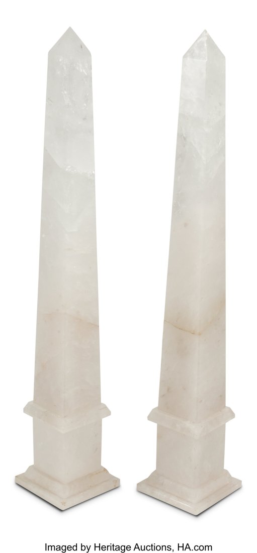 A Pair of Carved Rock Crystal Obelisks 35 x 6 x: A Pair of Carved Rock Crystal Obelisks 35 x 6 x 6 inches (88.9 x 15.2 x 15.2 cm) (each) HID03101062020 © 2022 Heritage Auctions | All Rights Reserved