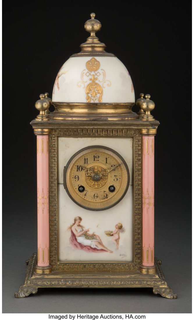 A Japy Freres Porcelain Mantel Clock for Bailey : A Japy Freres Porcelain Mantel Clock for Bailey & Banks & Biddle, Paris, circa 1860 Marks to clock face: Bailey & Banks & Biddle, Philadelphia Marks to works&co