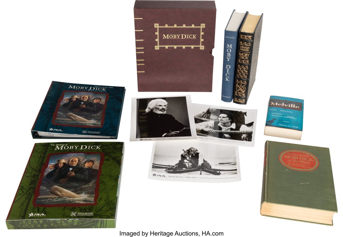 Group of Four Moby Dick and Herman Melville Book: Group of Four Moby Dick and Herman Melville Books and Press Kit from the 1998 TV Film. A group of four Moby Dick books including: (1) The Portable Melville paperback, &lpa