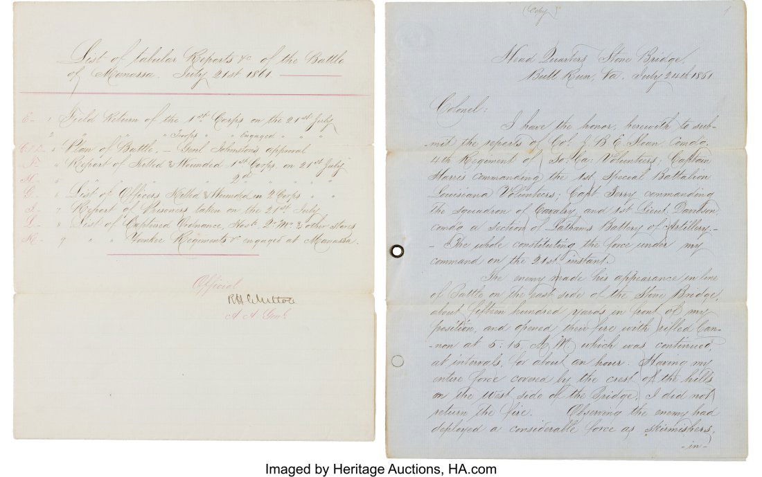 [First Battle of Bull Run]. CSA General Robert H (1 of 2)