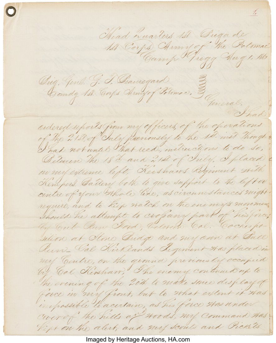 [First Battle of Bull Run]. CSA General Robert H (1 of 2)