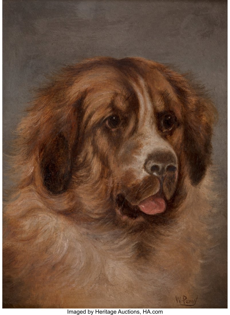 William B. Penny (American, 19th Century) Portra: William B. Penny (American, 19th Century) Portrait of a Saint Bernard Oil on board 12-1/2 x 9-1/2 inches (31.8 x 24.1 cm) Signed lower right&colo