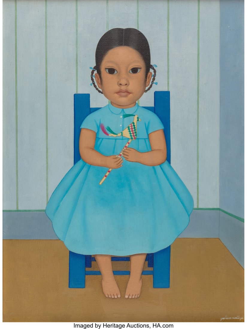 Gustavo Montoya (Mexican, 1905-2003) Girl on a c: Gustavo Montoya (Mexican, 1905-2003) Girl on a chair Oil on canvas 24 x 18 inches (61.0 x 45.7 cm) Signed lower right: Gustavo Montoya HID03101062020 &cop