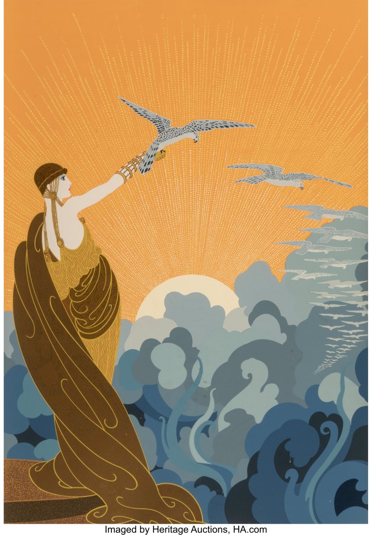 Erté (Romain de Tirtoff) (Russian/French, 1892-: Erté (Romain de Tirtoff) (Russian/French, 1892-1990) Wings of Victory Serigraph in colors on paper 26-3/4 x 18-3/4 inches (67.9 x 47.6 c