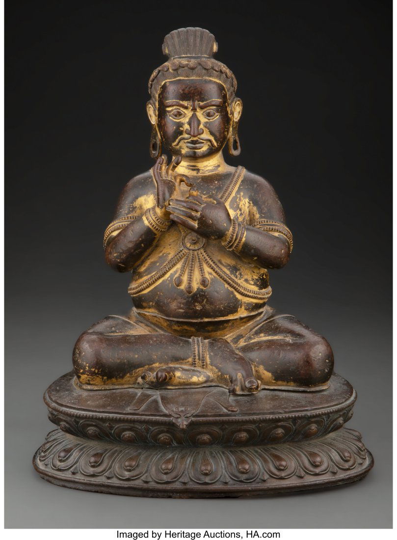 A Tibetan Gilt Bronze Mahasiddha Figure 11-5/8 x (1 of 5)
