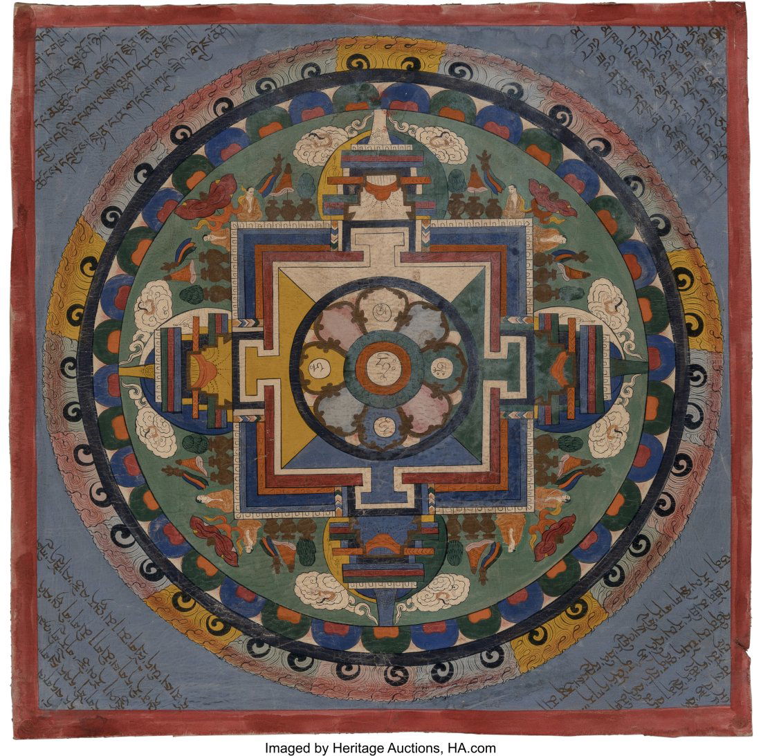 Two Tibetan Polychromed Leather Thangkas 16-3/4 (1 of 3)